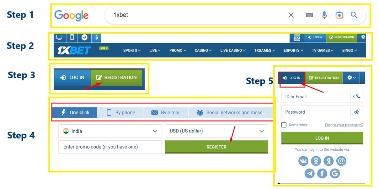 1x bet registration