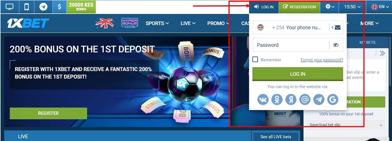 1xbet login