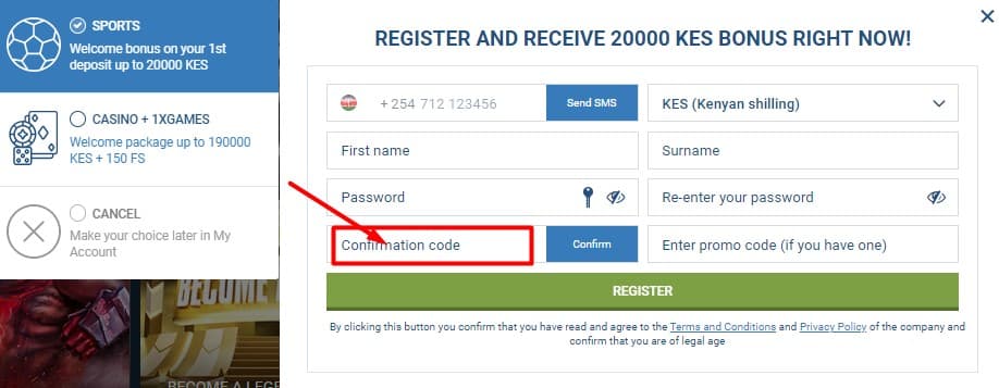 1xbet promo code kenya