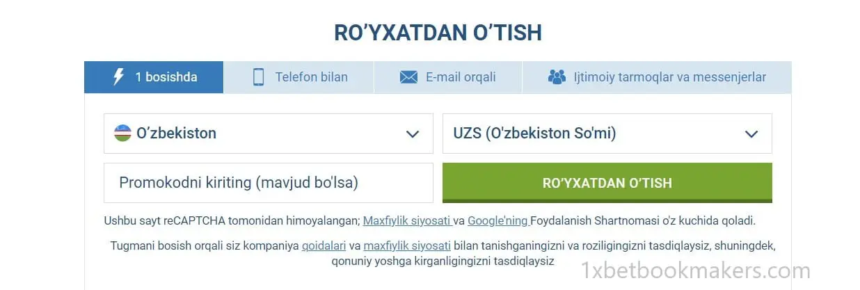 1xbet uz registratsiya