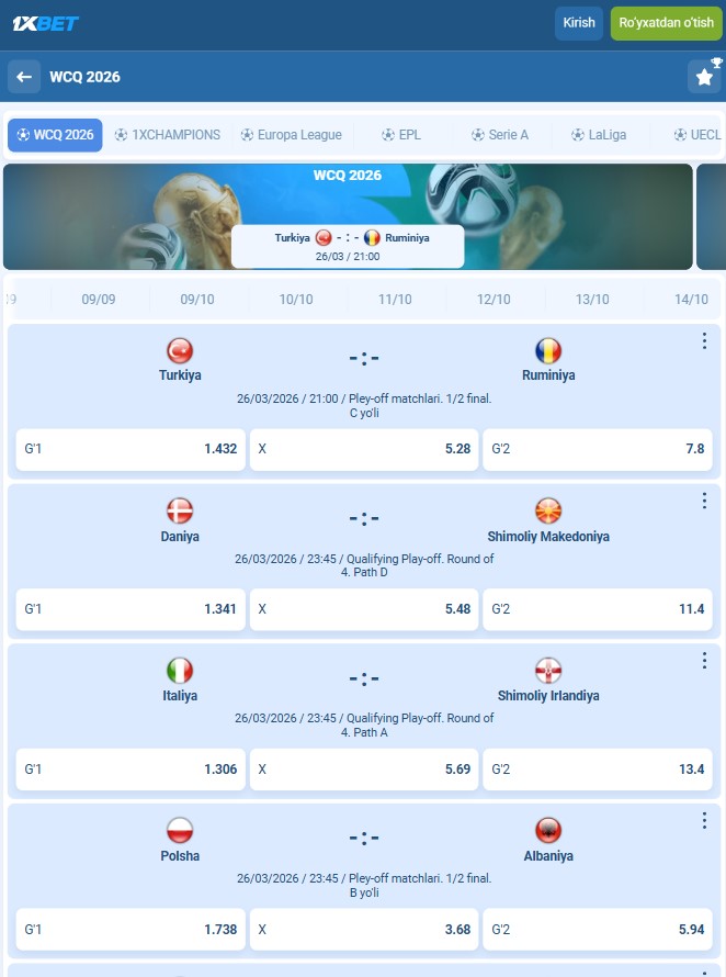 1xbet minimal tikish